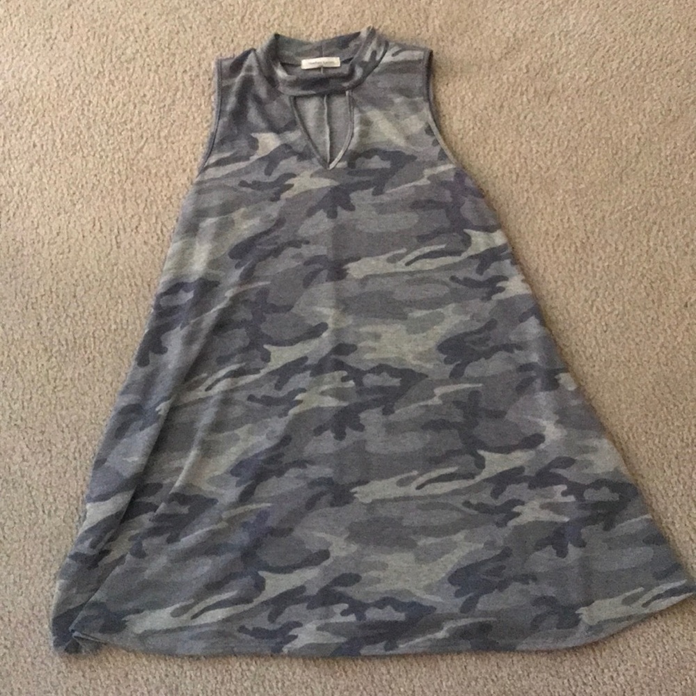 Mock neck camo swing dress